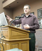 John Whaley of Metro Studios presents at Cedar Rapids Public Relations Associates, Nov. 13, 2008.